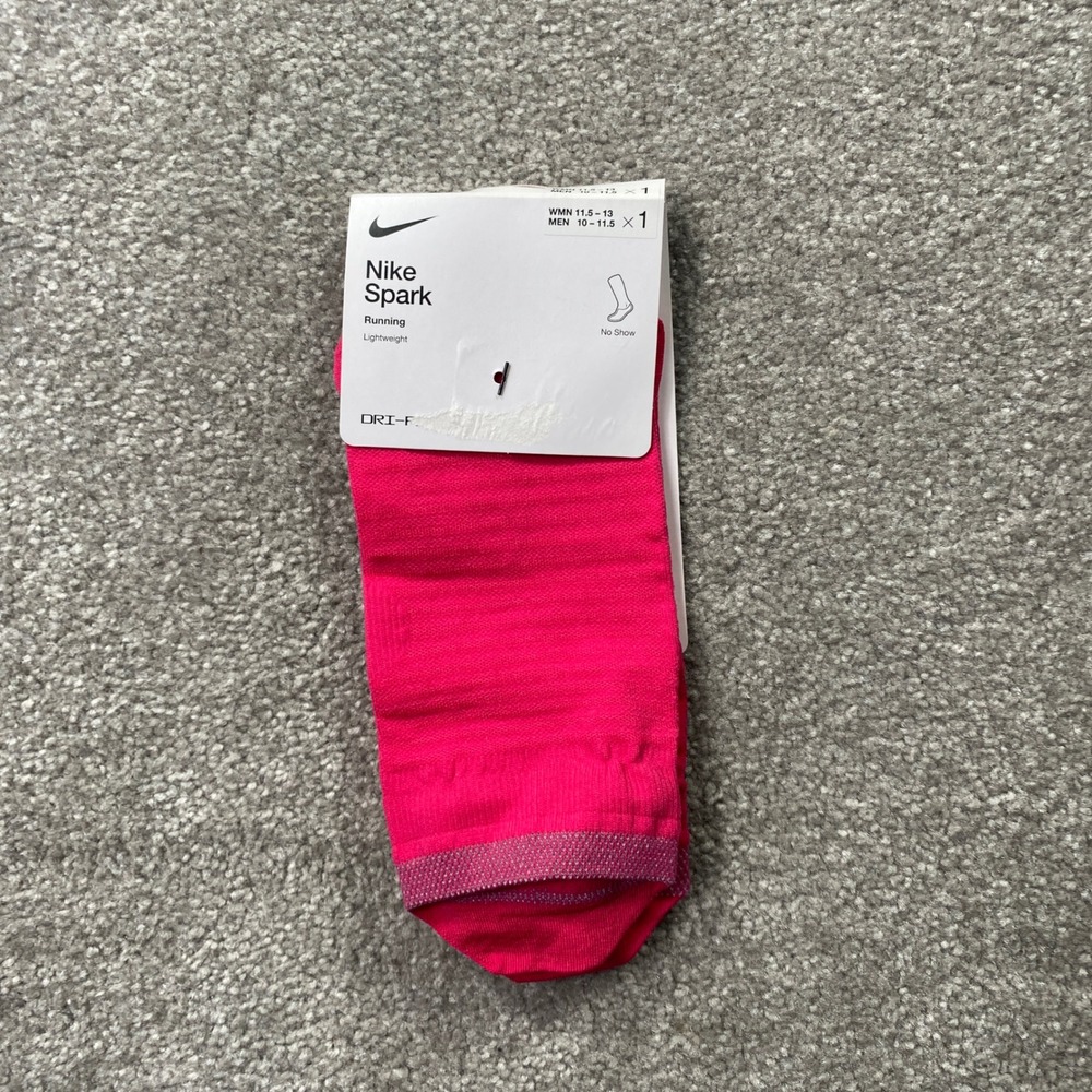 Nike Spark Running Socks Mens 10-11.5 Pink No Show Lightweight Dri-FIT DA3589